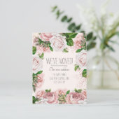 ムービングアナウンスメントヴィンテージ赤面ピンクローズ ポストカード (スタンド正面)