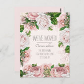 ムービングアナウンスメントヴィンテージ赤面ピンクローズ ポストカード (正面/裏面)
