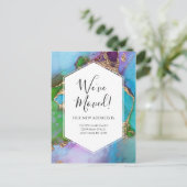 ムービングアナウンス金ゴールド青紫色のインモダンク ポストカード (スタンド正面)