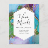 ムービングアナウンス金ゴールド青紫色のインモダンク ポストカード (正面)