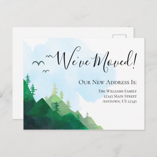 ムービングウォーターカラーワイルドネスマウンテンズ引っ越しました ポストカード (正面/裏面)