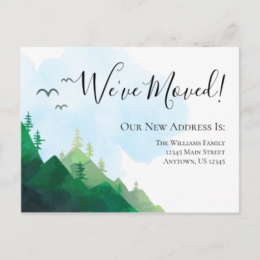 ムービングウォーターカラーワイルドネスマウンテンズ引っ越しました ポストカード (正面)