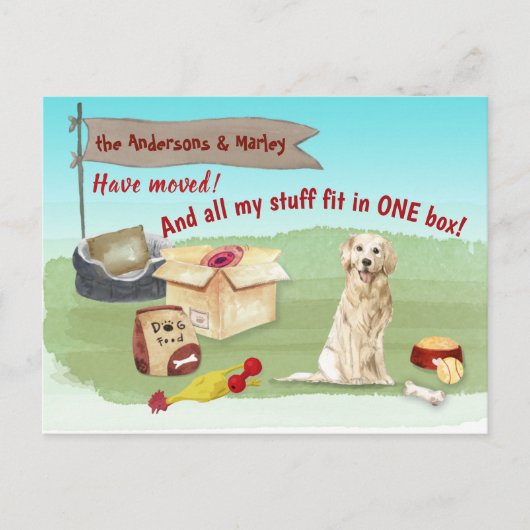ムービングゴールデンリトリーバードッグトイザーズ新宅  ポストカード (正面)