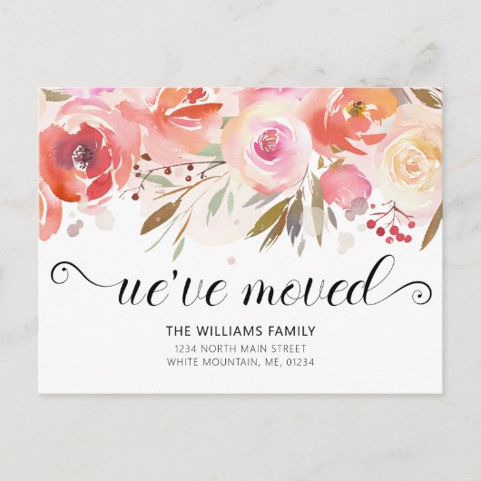 ムービングシック赤面ピンクローズウォーター色フローラ 案内ポストカード (正面)