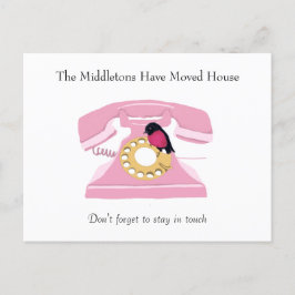 ムービングハウス電話おもしろいピンク ポストカード