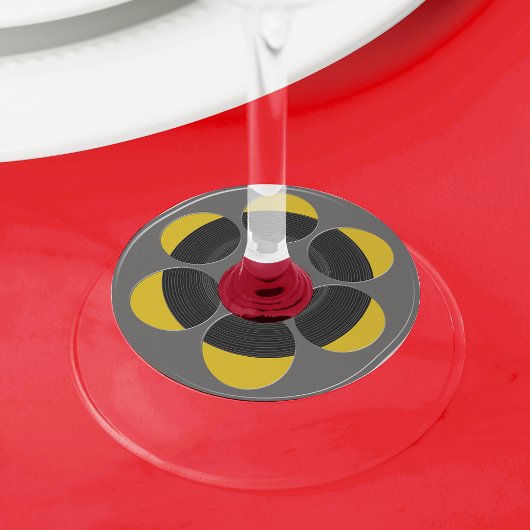 ムービーの丸いリール ワイングラスタグ