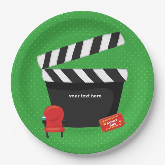 ムービーの夜*背景色の選択 ペーパープレート (正面)