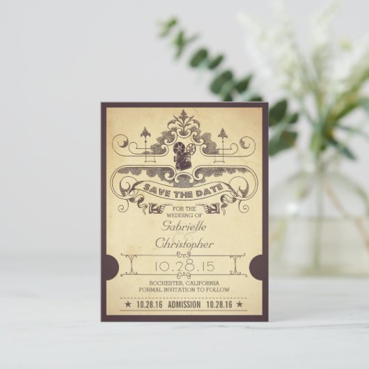 ムービーまたは映画館は日付入学チケットを保存 案内ポストカード (スタンド正面)