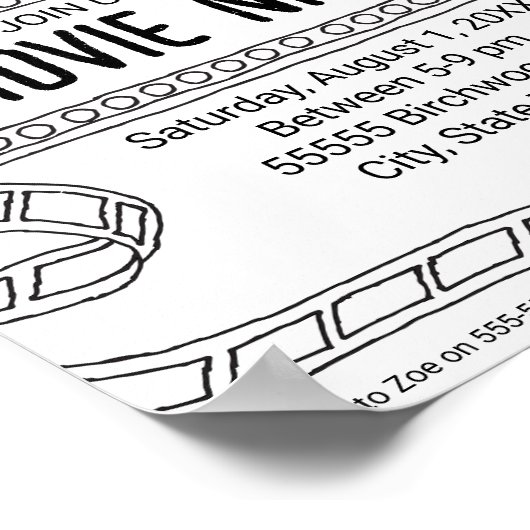 ムービーアート招待状カラーリングアートワークシートアクティビティ ポスター (角)