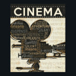 ムービーカメラリール ポスター<br><div class="desc">©ペラスタジオ/ワイルドアップル。このヴィンテージルッキング画像は白黒カメラを特徴とする。画像にはシネマという言葉が目立って表示され、画像には他の文字も表示される。</div>