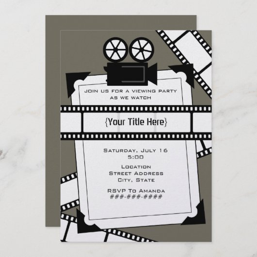 ムービーカメラ&フィルム視聴パーティの招待状 招待状 (正面/裏面)