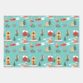 ムービーキャットクリスマスススそりウィンタービレッジシーン ラッピングペーパーシート (正面)