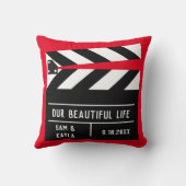 ムービークラップボードのカスタマイズ可能なKeepsake クッション (裏面)