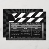 ムービークラップボードカスタムパーティの招待状 招待状 (正面/裏面)