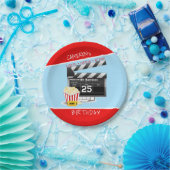 ムービークラップボードポップコーン25誕生日 ペーパープレート (パーティー)