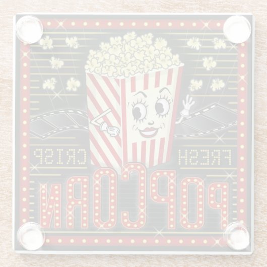 ムービーシアターマーキーホームシネマポップコーンカスタム ガラスコースター (裏面)