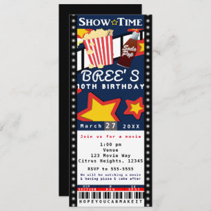 ムービーシネマポップコーンVIPパーティーチケット招待状 招待状