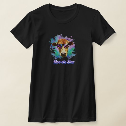 ムービースターの面白い牛のTシャツ Tシャツ (レイダウン)