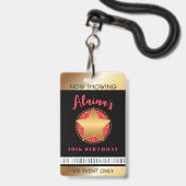 ムービースターハリウッドブロードウェイ誕生日VIPパス バッジ (正面（ネックストラップ付）)