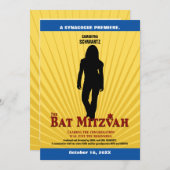 ムービースターバルミツワー招待状イエローブルー 招待状 (正面/裏面)