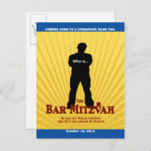ムービースターバー（ユダヤ教の）バル・ミツバー保存日付イエローブルー 案内ポストカード (正面/裏面)