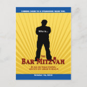ムービースターバー（ユダヤ教の）バル・ミツバー保存日付イエローブルー 案内ポストカード (正面)