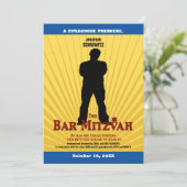 ムービースターバー(ユダヤ教の)バル・ミツバー招待状イエローブルー 招待状 (スタンド正面)