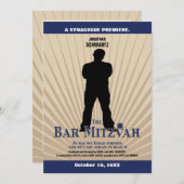 ムービースターバー（ユダヤ教の）バル・ミツバー招待状タンネイビー 招待状 (正面/裏面)