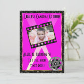 ムービースターピンクグリッター招待状 招待状 (スタンド正面)