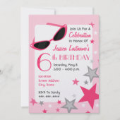 ムービースターピンクサングラス&スターズガールズ誕生日 招待状 (正面)