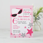 ムービースターピンクサングラス&スターズガールズ誕生日 招待状 (スタンド正面)