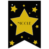 ムービースター誕生日ブラック&金ゴールドスター バンティングフラッグ (第1の旗)