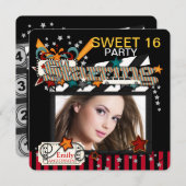 ムービースターSweet sixteenパーティの招待状 招待状 (正面/裏面)