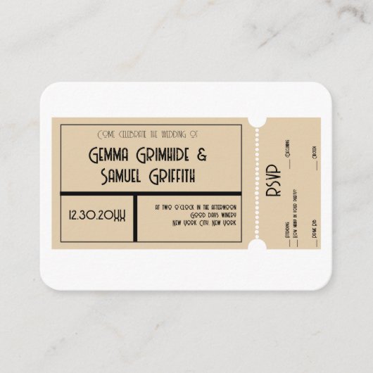 ムービーチケットをテーマにしたRSVPカード エンクロージャーカード (正面)