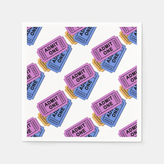 ムービーチケットパターンのナプキンを1つ入れる スタンダードカクテルナプキン (正面)