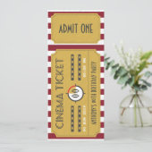 ムービーチケット誕生日パーティー追加フォト招待状 招待状 (スタンド正面)