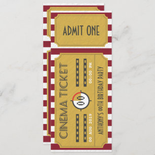 ムービーチケット誕生日パーティー追加フォト招待状 招待状