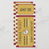 ムービーチケット誕生日パーティー追加フォト招待状 招待状 (正面/裏面)