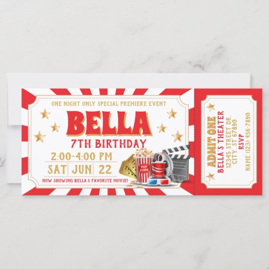 ムービーチケット誕生日招待状 (正面)