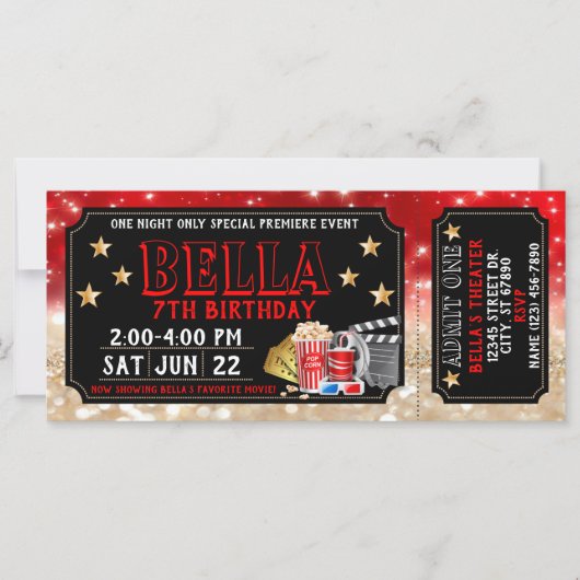 ムービーチケット誕生日招待状 (正面)
