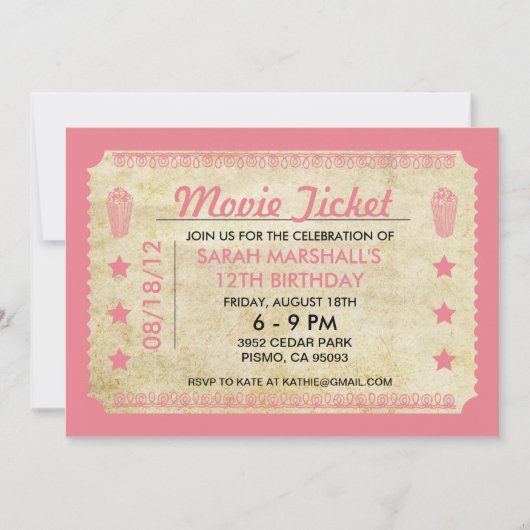 ムービーチケット 招待状 (正面)