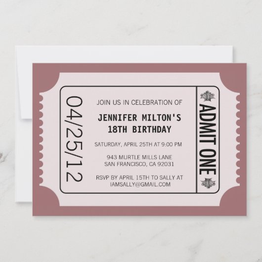 ムービーチケット 招待状 (正面)