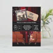 ムービーテーマ写真の内側チケットポップコーンパーティー 招待状 (スタンド正面)