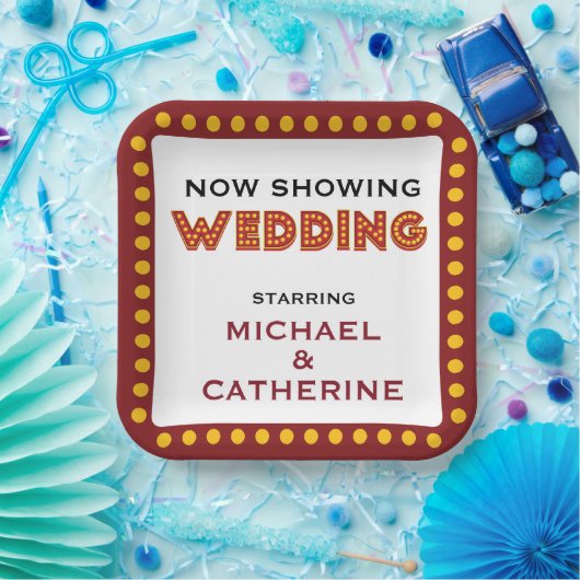 ムービーテーマ結婚のマーキー記号 ペーパープレート (パーティー)