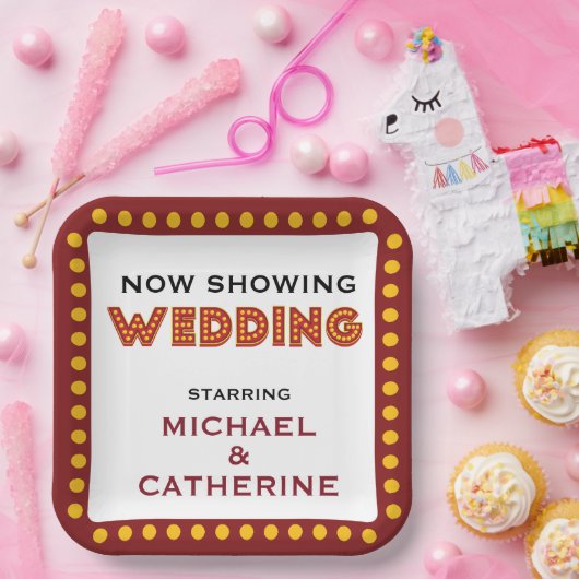 ムービーテーマ結婚のマーキー記号 ペーパープレート (パーティー)