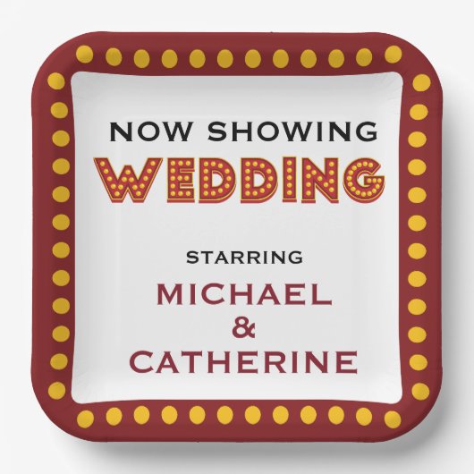 ムービーテーマ結婚のマーキー記号 ペーパープレート (正面)