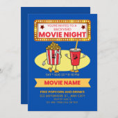 ムービーナイトキッズポップコーンパーティー 招待状 (正面/裏面)