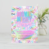 ムービーナイトスリープバーパステルレインボー誕生日 招待状 (スタンド正面)