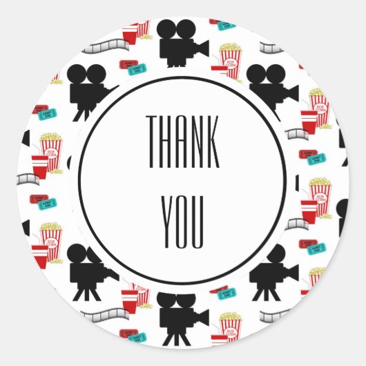 ムービーナイトテーマのカメパーソナライズされたラ名 ラウンドシール (正面)