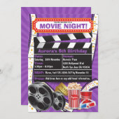 ムービーナイトハリウッドクラッパー誕生日招待状 招待状 (正面/裏面)